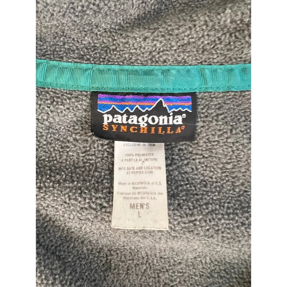 Patagonia Synchilla Snap-T Fleece Pullover Mens Large Grey Burgundy 25450FA12
